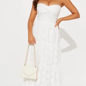 Elegant White Strapless Maxi Dress